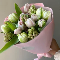 Hyacinths and Tulips in the bouquet “Spring Affirmations”